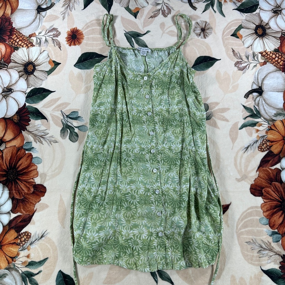 American Eagle Womens Sage Green Daisy Floral Babydoll Mini Dress Size Medium